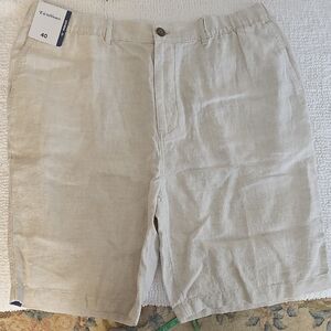 Caribbean Men's Linen-Blend Shorts in Natural Beige